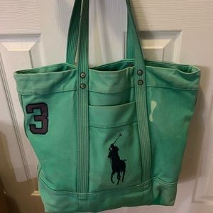 Polo Ralph Lauren Green Canvas Tote Bag